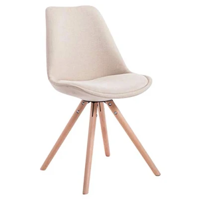 Immagine di CLP Sedia Design Toulouse Imbottita In Stoffa I Pranzo Con Scocca Telaio Legno, Colore:crema, Colore del telaio:natura