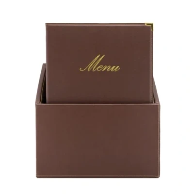 Immagine di Securit Box menu 20 in formato A4 Marrone Classic con 1 inserto doppio Angoli protettivi Metallo