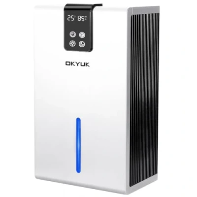 Immagine di deumidificatore elettrico 2700 ml, per casa con spegnimento automatico, luce LED a 7 colori, ideale camper, bagno, camera da letto, cantina (bianco)