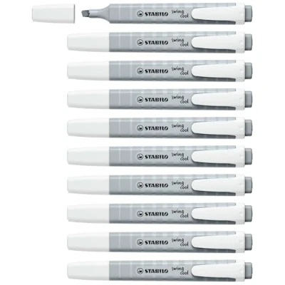 Immagine di STABILO Set di 10 evidenziatori Swing Cool Punta smussata pastello grigio seta