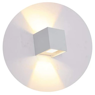 Immagine di K Bright 7W Lampada da Parete LED Con Angolo del Fascio Regolabile Bianco caldo 3000K Applique interno ed esterno IP65 Impermeabile Cubo Moderno (Grigio chiaro)