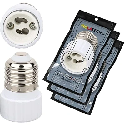 Immagine di ISOLATECH 3pcs adattatore E27 per lampada GU10 convertitore LED lampade a risparmio energetico (max. 250V/2A) lampadine bagno installazione cucina base ceramica resistente al calore