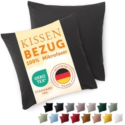 Immagine di Blumtal Federe Cuscini Divano 65x65 cm Set di Copricuscini per Divani in Microfibra a 2 Pezzi con Chiusura Busta, certificati Oeko Tex, extra morbidi e lavabili Antracite