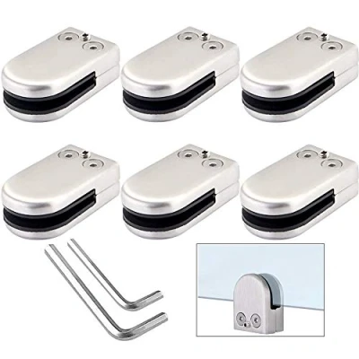 Immagine di QitinDasen 6 Pezzi 10～12 mm (Taglia L) Vetro Morsetto Staffa, Clip per in Acciaio Inossidabile 304, Supporto Regolabile Parte Posteriore Piatta (Argento)