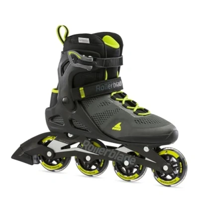 Immagine di Rollerblade MACROBLADE 80 pattini in linea, linea freestyle e urban da uomo con chiusura fibbia, nero/lime