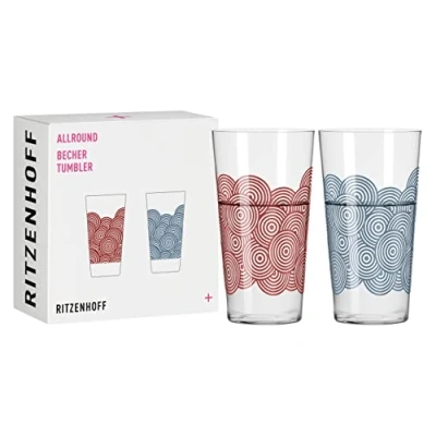Immagine di RITZENHOFF 3861003 Bicchiere universale 400 ml Serie Allround No. 3 2 pezzi con motivo abbinato Made in Germany