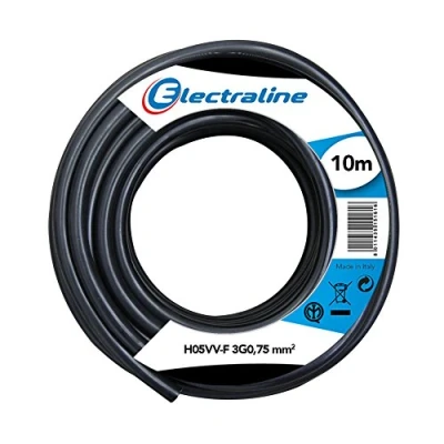Immagine di Electraline 11641 Cavo per Prolunghe H05VV F, Sezione 3G0.75 mm, 10 mt, Nero