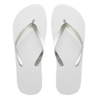Immagine di SUGAR ISLAND® Infradito unisex da donna, unisex, estive, spiaggia, Bianco Glitter Argento, 38/39 EU