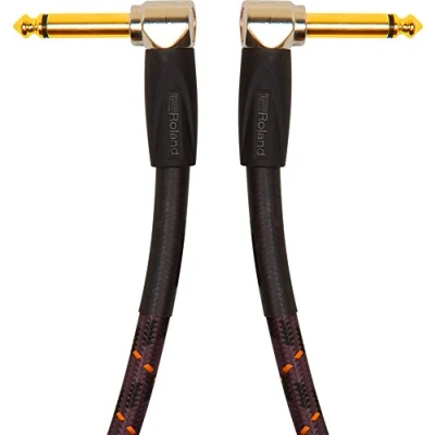 Immagine di Cavo Patch/Pedale Roland Gold Series Connettori ad Angolo Retto da 1/4 , Lunghezza 1 M/ 3 Ft. Ric G3Aa, Nero