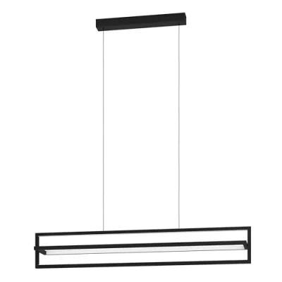 Immagine di Eglo LED a sospensione Siberia, luce sospesa per tavolo da pranzo con telecomando e timer, lampada sala dimmerabile in metallo nero plastica bianca, bianca calda freddo