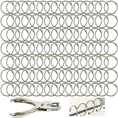 Immagine di Anelli Metallici da Raccoglitore,100 Pezzi per Libro in Metallo Rilegatura a Fogli Mobili Raccoglitori con Perforazione, Album,Quaderno,Loose Leaf,Scrapbook