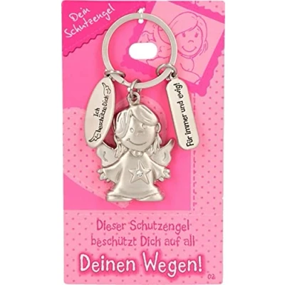 Immagine di Depesche 7518 002 portachiavi con angelo custode, in metallo, portafortuna angelo, e messaggio amorevole, da regalare a familiari, amici conoscenti