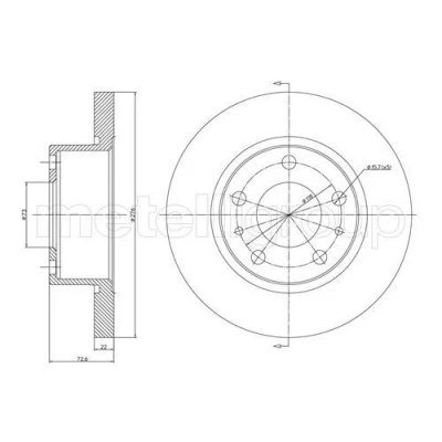 Immagine di METELLI 23 0570 Disco freno 276,0 22,0 5 73,1 pieno IVECO: DAILY 3, 3 Kasten/Kombi, Bus