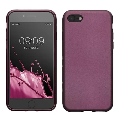 Immagine di kwmobile Custodia Compatibile con Apple iPhone SE (2022) / (2020) 8 7 Cover Back Case Morbida Protezione in Silicone TPU Effetto metallizzato lavanda