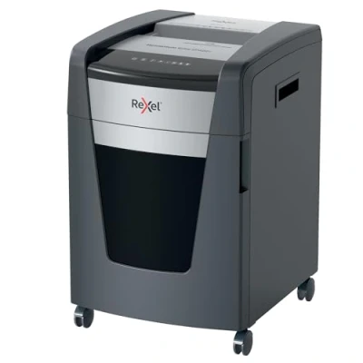 Immagine di REXEL Momentum Extra XP418+, Distruggidocumenti Manuale, 20 18 Fogli A4 (70 80 gr/mq), Taglio a Frammento, Livello di sicurezza P 4, per l&#039;Ufficio, Capacità 45 Litri, 2021418XEU