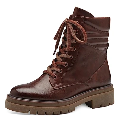 Immagine di MARCO TOZZI Stivaletti Donna con Lacci in Pelle Sintetica Zeppa, Chestnut, 40 EU