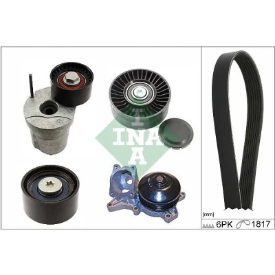 Immagine di INA 529 0368 30 pompa acqua + Kit cinghia Poly V con Controllare corsa libera generatore ed ev. sostituire BMW: 3 Sedan, Coupe