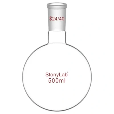 Immagine di stonylab Matraccio Laboratorio, Fondo Rotondo da Parete Pesante a Collo Singolo in Vetro Borosilicato RBF con Giunto Esterno Standard 24/40, Round Bottom Flask per Laboratorio 500ml