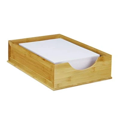 Immagine di Relaxdays Portadocumenti in bambù, a Incastro, A4, Organizer, da Scrivania, HLP: 10 x 26,5 39 cm, Color Legno Naturale