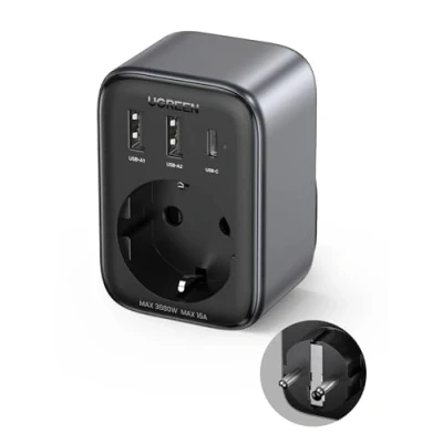 Immagine di UGREEN Caricatore USB 30W, Adattatore EU con 2 USB, 1 C e Presa Schuko Presa, Multipla 4 in Compatibile iPhone 15, 15 Pro Max, Elettrodomestici