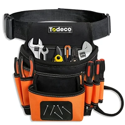 Immagine di Todeco cintura porta utensili, borsa per attrezzi con regolabile, fai da te magnetica, strumenti il fissaggio di viti, bulloni, chiodi, bit, elementi fissaggio,
