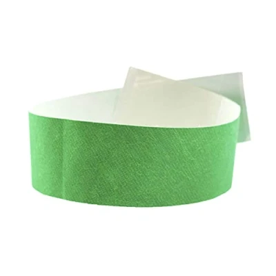 Immagine di Fun Fan Line 200 braccialetti di identificazione in carta tyvek con Controllo Numerati e Chiusura adesiva. Intrasferibile resistente all&#039;acqua. 19 o 25mm. (19mm larghi, Verde)