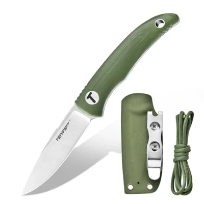 Immagine di TONIFE Nova Full Tang Coltello da Caccia Campeggio a Lama Fissa 6,8cm con Guaina Kydex Regolabile Facile Portabile Cordino in Paracord per Outdoor, Sopravvivenza e Bushcraft