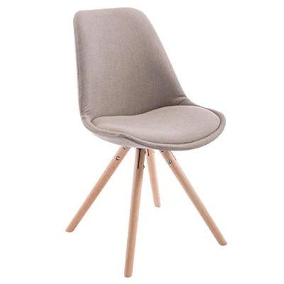 Immagine di CLP Sedia Design Toulouse Imbottita In Stoffa I Pranzo Con Scocca Telaio Legno, Colore:tortora, Colore del telaio:natura