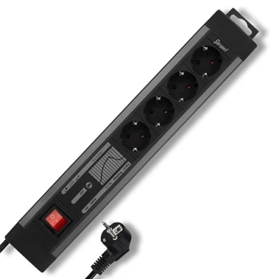 Immagine di REV 0015462513 Multipresa con interruttore 4 vie Nero Schuko 1 pz.