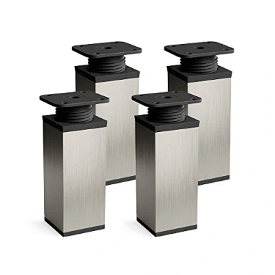 Immagine di sossai® Gambe per mobili MFV1 set di 4 regolabili in altezza Altezza: 80 mm (+20mm) Design: Inox Forma angolare: 40 x Viti inclusi