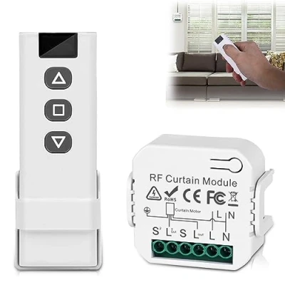 Immagine di Nizirioo Set di controllo radio per tapparelle, motore telecomando RF + modulo ricevitore, portata fino a 100 m, interruttore tende, tende da sole,