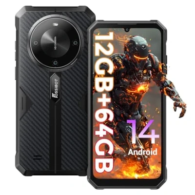 Immagine di FOSSiBOT F105 Telefono Cellulare Android14, 12(4+8) GB RAM + 64 ROM, Batteria 10300 mAh, 6,745&quot; FHD+, 20MP 8MP, Antiurto Robusto, Face ID/OTG/GPS/Doppia SIM 4G/IP68/IP69K