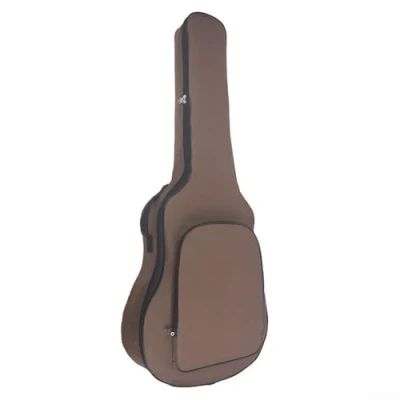 Immagine di Lecreatekit custodia per chitarra, nera, imbottita, di dimensioni standard, imbottita impermeabile in tessuto chitarre acustiche, Marrone
