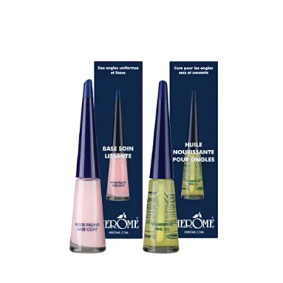 Immagine di Herome Unghie Idratate e Belle Set con Olio Nutriente per (Nourishing Nail OIl) Smalto Base Coat (Ridge Filling Coat) di Riempimento Onicoressi 2 * 10ml