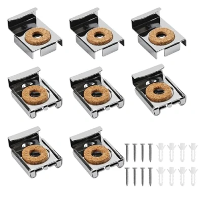 Immagine di 8 Pezzi Ganci per Specchio a Muro, Clip Specchio, Appendi con Prigionieri e Vit, Fissaggio Parete in Vetro Senza Cornice, Molla Appendere Immagini, Specchi