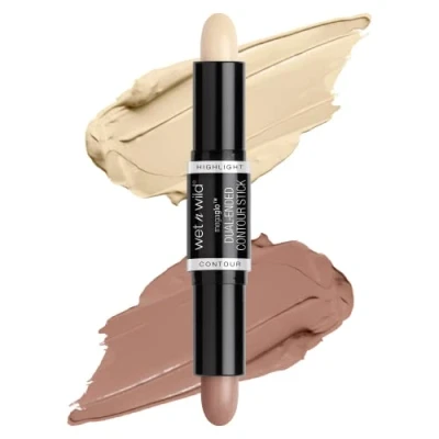 Immagine di Wet n Wild, MegaGlo Dual Ended Contour Stick, 2 in 1 con Ombretto Per Contouring e Highlighter, Formula Facile da Miscelare, un Look Definito Scolpito, Light/Medium