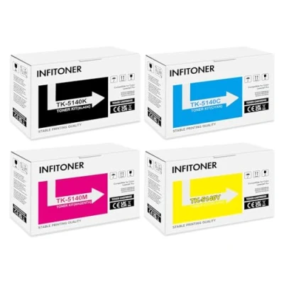 Immagine di 4 Pack TK 5140 TK5140 5140K Cartuccia Toner Compatibile In sostituzione per Kyocera ECOSYS M6030cdn M6530cdn P6130cdn 5140C 5140Y 5140M (Nero Ciano Giallo Magenta)