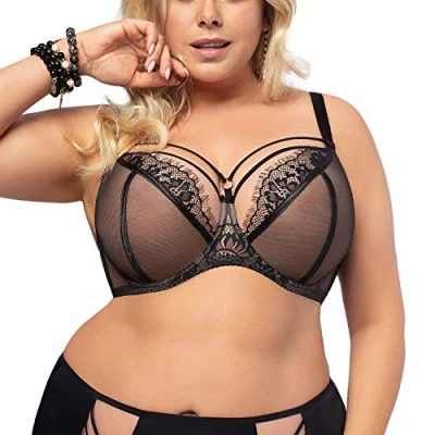 Immagine di Gorsenia Reggiseno Non Imbottito Trasparente con Pizzo K496 Paradise, Nero,3J