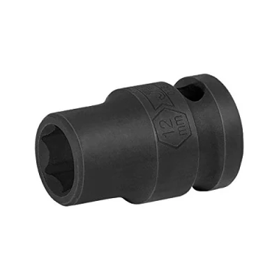 Immagine di Jetech Bussola a percussione standard da 12 mm con azionamento 1/2 pollice, realizzata in acciaio legato al cromo molibdeno, trattata termicamente, design 6 punti, metrica