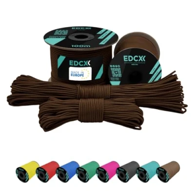 Immagine di EdcX 2 mm Nylon Paracord 275 (15, 30, 50 and 100 m) 100% rope, 3 Strand cord, cord in Many Colours (Chocolate, 15