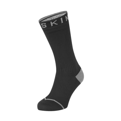 Immagine di Sealskinz Road Thin Mid with Hydro Stop Calcetines, Unisex, Negro/Gris, M
