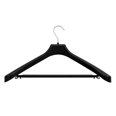 Immagine di Set di 3 grucce appendiabiti per pantaloni, larghezza 50 cm, colore nero, in plastica, misura grande