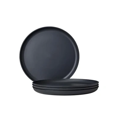 Immagine di Mepal Piatto Piano 4 Pezzi Silueta Lavabile in lavastoviglie e microonde Piatti di plastica da Cena Servizio 26 cm Nordic Black