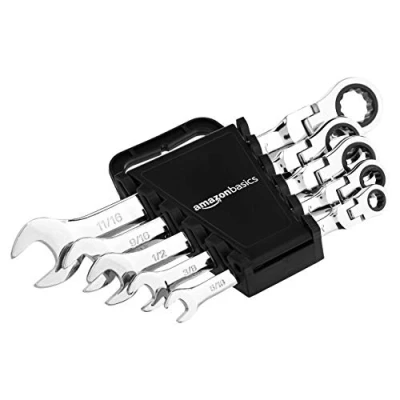 Immagine di Amazon Basics Set con cricchetto e chiave, flessibile, SAE, 5 pezzi