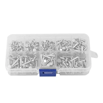 Immagine di Set di rivetti 400 pezzi, solidi in alluminio a testa piatta pezzi 4/5/6/8/10/12/14/16mm