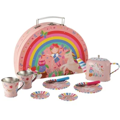 Immagine di Floss &amp; Rock Set da tè in latta con fata arcobaleno, 10 pezzi