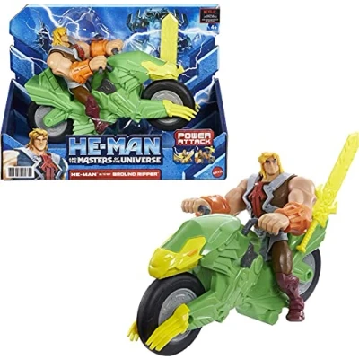 Immagine di Masters of The Universe He Man and Action Figure + Vehicle Based on Animated Series, Articulated Battle Characters, Gift for 4 Years Older