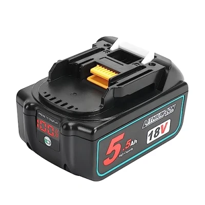 Immagine di Powarobor Batteria di ricambio 18 V 5,5 Ah BL1850 agli ioni litio compatibile con Makita LXT utensili elettrici BL1830 BL1840 BL1860 BL1845 BL1815 indicatore LED