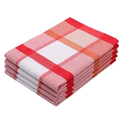 Immagine di ZOLLNER 4 strofinacci in cotone 50x70 cm canovacci assorbenti e di lunga durata lavabili a 60C quadretti marroni qualità come nella cucina dei ristoranti certificato OEKO TEX ®