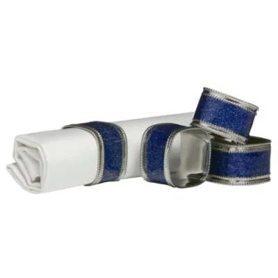 Immagine di Premier Housewares Set di 4 anelli portatovaglioli con brillantini, colore: Blu